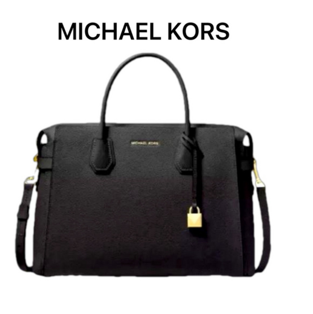 Michael Kors Mercer Handbag Black Leather Purse Crossbody - Picture 1 of 5